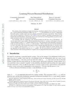 Learning Poisson Binomial Distributions