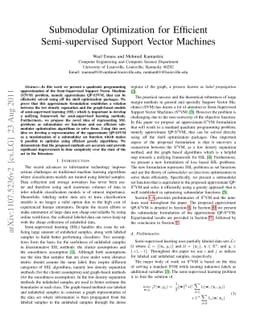 Submodular Optimization for Efficient Semi-supervised Support Vector
  Machines
