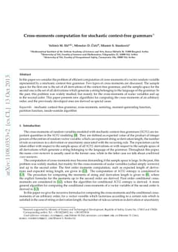 Cross-moments computation for stochastic context-free grammars