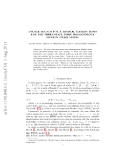 Degree Bounds for a Minimal Markov Basis for the Three-State Toric
  Homogeneous Markov Chain Model