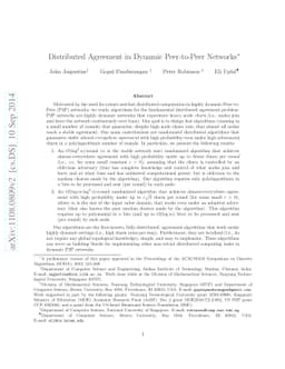 Distributed Agreement in Dynamic Peer-to-Peer Networks