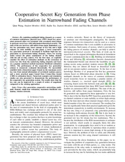 Cooperative Secret Key Generation from Phase Estimation in Narrowband
  Fading Channels