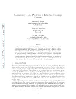 Nonparametric Link Prediction in Large Scale Dynamic Networks