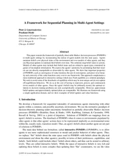 A Framework for Sequential Planning in Multi-Agent Settings