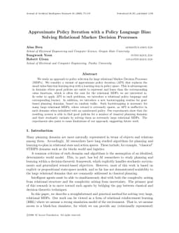 Approximate Policy Iteration with a Policy Language Bias: Solving
  Relational Markov Decision Processes