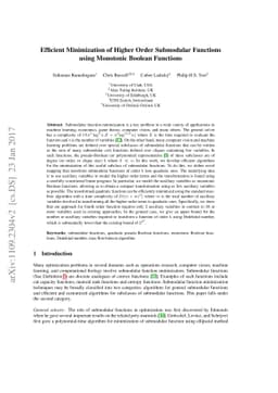 Efficient Minimization of Higher Order Submodular Functions using
  Monotonic Boolean Functions