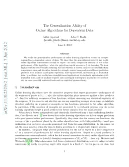 The Generalization Ability of Online Algorithms for Dependent Data