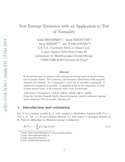 New Entropy Estimator with an Application to Test of Normality