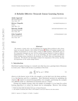 A Reliable Effective Terascale Linear Learning System