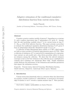 Estimation of conditional cumulative distribution function from current
  status data