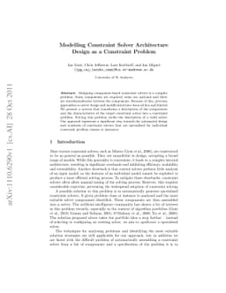 Modelling Constraint Solver Architecture Design as a Constraint Problem