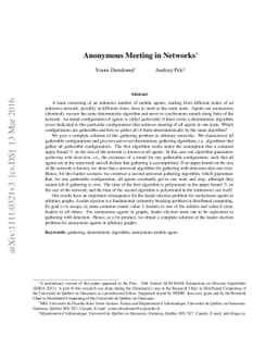 Anonymous Meeting in Networks