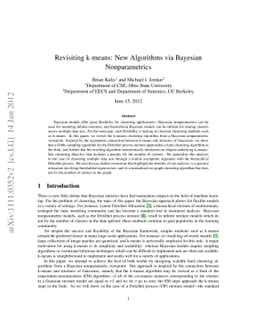 Revisiting k-means: New Algorithms via Bayesian Nonparametrics