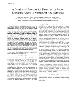 A Distributed Protocol for Detection of Packet Dropping Attack in Mobile
  Ad Hoc Networks