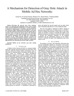 A Mechanism for Detection of Gray Hole Attack in Mobile Ad Hoc Networks