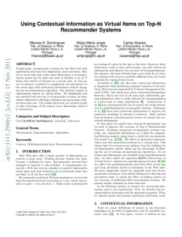 Using Contextual Information as Virtual Items on Top-N Recommender
  Systems