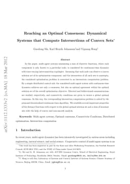 Reaching an Optimal Consensus: Dynamical Systems that Compute
  Intersections of Convex Sets