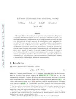 Low-rank optimization with trace norm penalty