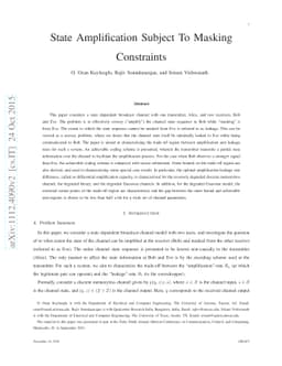 State Amplification Subject To Masking Constraints