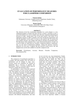 Evaluation of Performance Measures for Classifiers Comparison