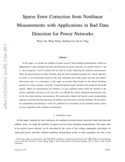 Sparse Recovery from Nonlinear Measurements with Applications in Bad
  Data Detection for Power Networks