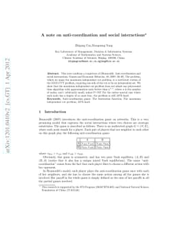A note on anti-coordination and social interactions
