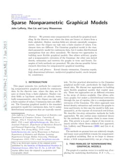 Sparse Nonparametric Graphical Models