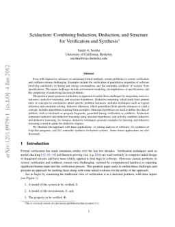 Sciduction: Combining Induction, Deduction, and Structure for
  Verification and Synthesis