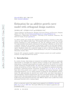 Estimation for an additive growth curve model with orthogonal design
  matrices