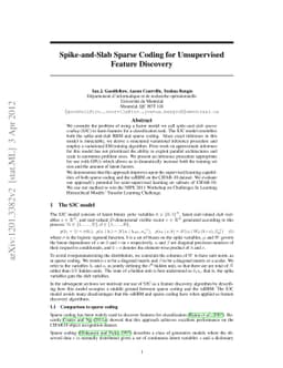 Spike-and-Slab Sparse Coding for Unsupervised Feature Discovery