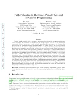 Path Following in the Exact Penalty Method of Convex Programming