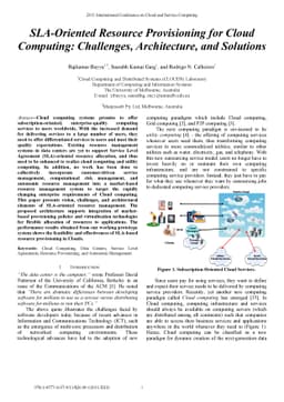 SLA-Oriented Resource Provisioning for Cloud Computing: Challenges,
  Architecture, and Solutions