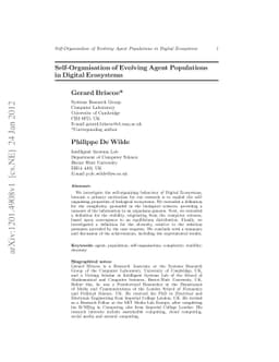 Self-Organisation of Evolving Agent Populations in Digital Ecosystems