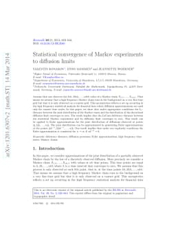 Statistical convergence of Markov experiments to diffusion limits