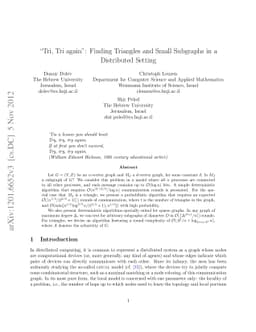 "Tri, Tri again": Finding Triangles and Small Subgraphs in a Distributed
  Setting