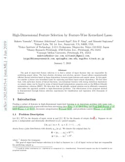 High-Dimensional Feature Selection by Feature-Wise Kernelized Lasso