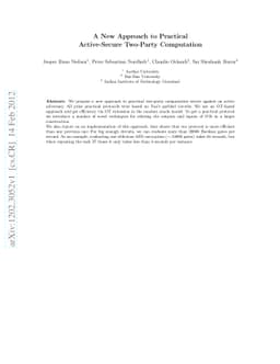 A New Approach to Practical Active-Secure Two-Party Computation