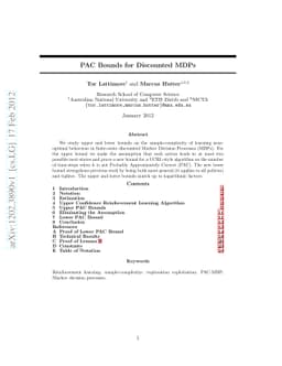 PAC Bounds for Discounted MDPs