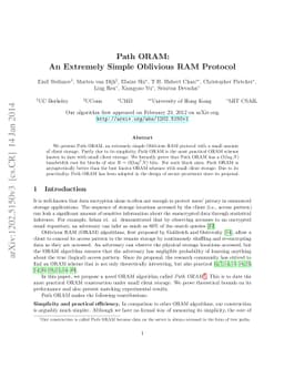 Path ORAM: An Extremely Simple Oblivious RAM Protocol
