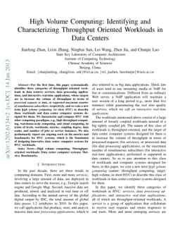 High Volume Computing: Identifying and Characterizing Throughput
  Oriented Workloads in Data Centers