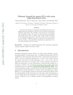 Minimax bounds for sparse PCA with noisy high-dimensional data