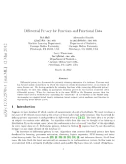 Differential Privacy for Functions and Functional Data