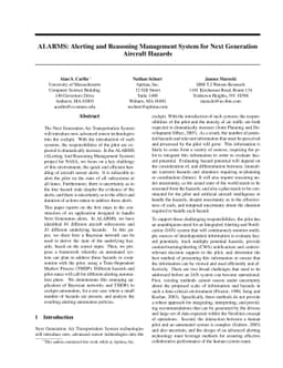 ALARMS: Alerting and Reasoning Management System for Next Generation
  Aircraft Hazards