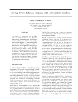 Solving Hybrid Influence Diagrams with Deterministic Variables