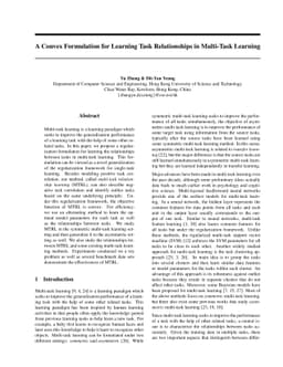 A Convex Formulation for Learning Task Relationships in Multi-Task
  Learning