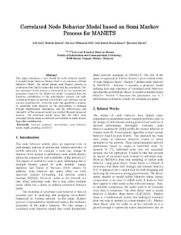 Correlated Node Behavior Model based on Semi Markov Process for MANETS