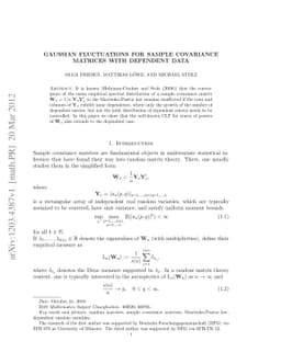 Gaussian Fluctuations for Sample Covariance Matrices with Dependent Data