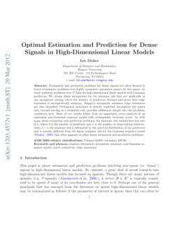 Optimal Estimation and Prediction for Dense Signals in High-Dimensional
  Linear Models