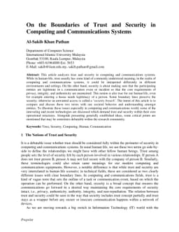 On the Boundaries of Trust and Security in Computing and Communications
  Systems