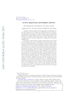 Active sequential hypothesis testing